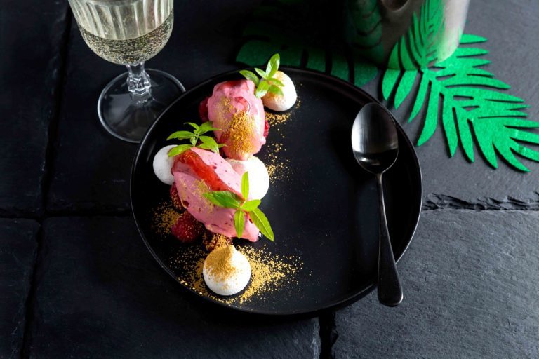 Hallon- och citrondessert